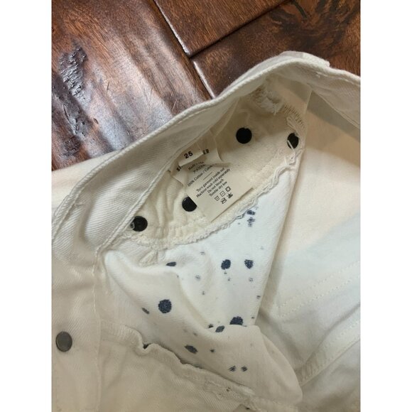 Simon Miller Palermo White Navy Paint Splatter Slim Boyfriend Denim Jeans Sz 25 - Picture 5 of 7